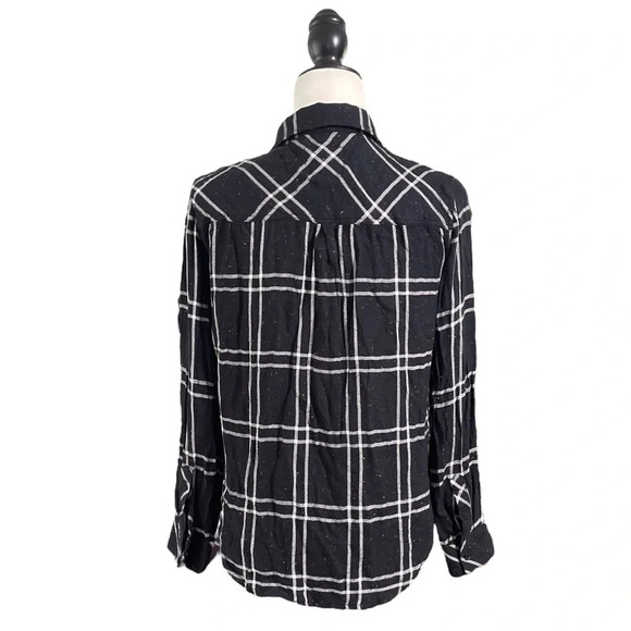 Rails Hunter Plaid Rainbow Speckled Black White Flannel Button Up Shirt Size S - Picture 13 of 14